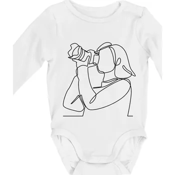 Fotografka stojící jedním tahem - Body kojenecké s dlouhým rukávem - Dlouhý r. 3-6 měs ( Bílá )