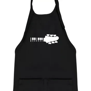 Kuchyňská zástěra Klávesy a kytara - Dětská zástěra na vaření - Univerzální velikost ( Černá )