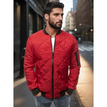 Pánská móda Pánská bunda prošívaná bomber TX2215 Barva: Červená, Velikost: L