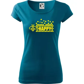 Dámské tričko Bee Happy - Dámské triko Pure - S ( Petrolejová )