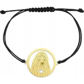 Náramek Pozlacený náramek Coton de Tulear na šňůrce GRAVÍROVÁNÍ DÁREK