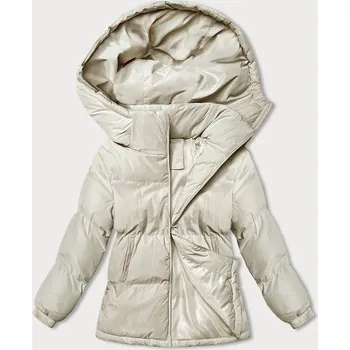 Světle béžová dámská zimní bunda s kapucí (5M3169-62) odstíny béžové S (36)