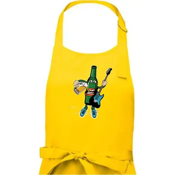 Kuchyňská zástěra Kytarista s pivem - Pánská zástěra na vaření - Univerzální velikost ( Žlutá )