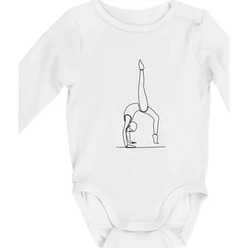 Gymnastika na rukou jedním tahem - Body kojenecké s dlouhým rukávem - Dlouhý r. 3-6 měs ( Bílá )