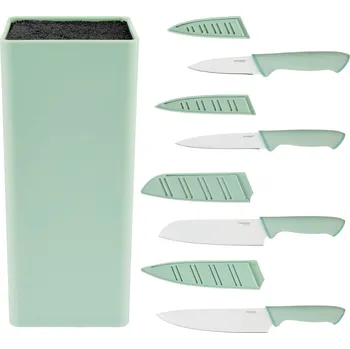SILVERCREST® Sada kuchyňských nožů a bloku na nože, mint, 5dílná