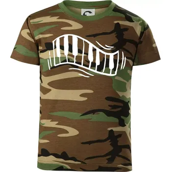 Chlapecké tričko Klávesy kreslené - Dětské maskáčové triko - 134 cm/8 let ( Hnědý maskáč )