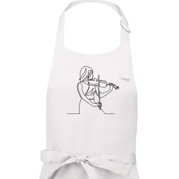 Kuchyňská zástěra Houslistka jedním tahem - Pánská zástěra na vaření - Univerzální velikost ( Bílá )