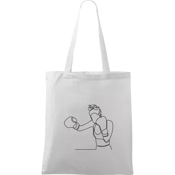 Žena boxerka jedním tahem - Taška bavlněná - 42 x 38 cm ( Bílá )