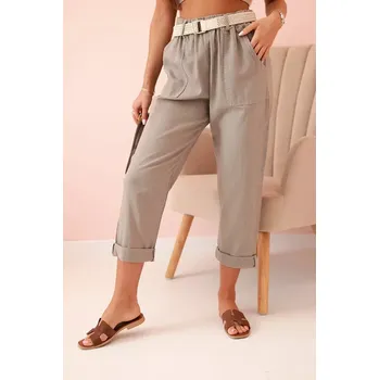 Dámské lněné kalhoty s bavlnou a páskem fango UNI