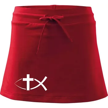 Dámská sukně Ježíšova ryba - Sportovní sukně - two in one - XS ( Červená )
