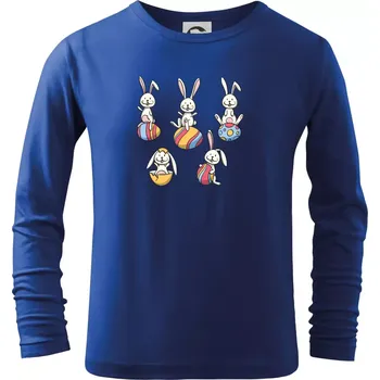 Chlapecké tričko Velikonoční zajíci - Triko dětské Long Sleeve - 122 cm/6 let ( Královská modrá )