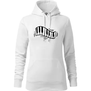 Dámská mikina Klávesy kreslené - Mikina dámská Cape s kapucí - 2XL ( Bílá )