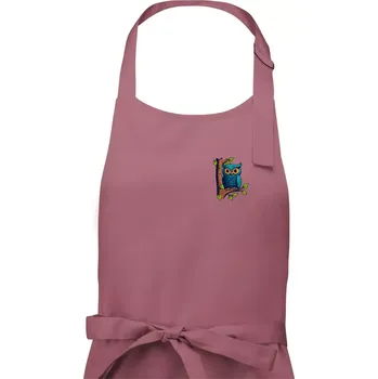 Kuchyňská zástěra Sova na prsu - Dámská zástěra na vaření - Univerzální velikost ( Starorůžová )