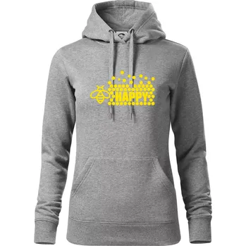 Dámská mikina Bee Happy - Mikina dámská Cape s kapucí - XS ( Tmavě šedý melír )