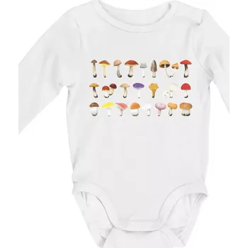 Kojenecké oblečení Houby barevné - Body kojenecké s dlouhým rukávem - Dlouhý r. do 3 měs ( Bílá )
