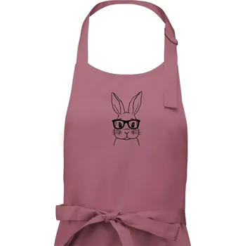 Kuchyňská zástěra Králík s brýlemi - Pánská zástěra na vaření - Univerzální velikost ( Starorůžová )