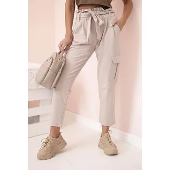 Dámské kalhoty Dámské cargo kalhoty s vysokým pasem béžový UNI