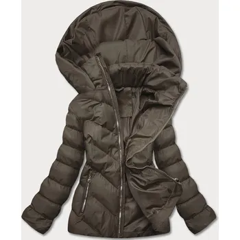 Krátká dámská zimní bunda v army barvě (5m725-136) odstíny zelené S (36)