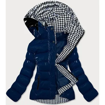 Tmavě modro/bílá dámská prošívaná bunda (w807#) odstíny modré XXL (44)