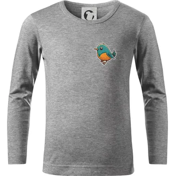 Chlapecké tričko Ptáček kreslený na prsu - Triko dětské Long Sleeve - 122 cm/6 let ( Tmavě šedý melír )