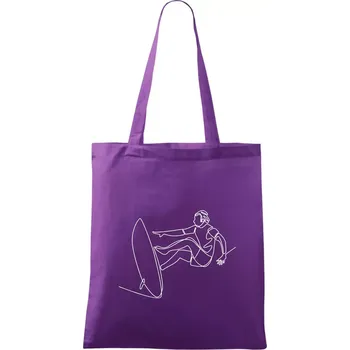 Surfař na vlně jedním tahem - Taška bavlněná - 42 x 38 cm ( Fialová )