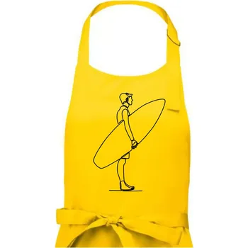 Kuchyňská zástěra Surfař stojící jedním tahem - Dámská zástěra na vaření - Univerzální velikost ( Žlutá )