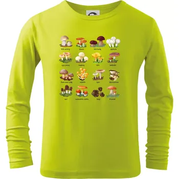 Dětská móda Atlas hub - triko s houbami - Triko dětské Long Sleeve - 122 cm/6 let ( Limetková )