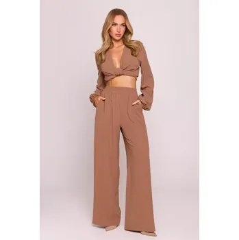 Dámské kalhoty M862 Kalhoty se širokými nohavicemi - čokoládové EU M