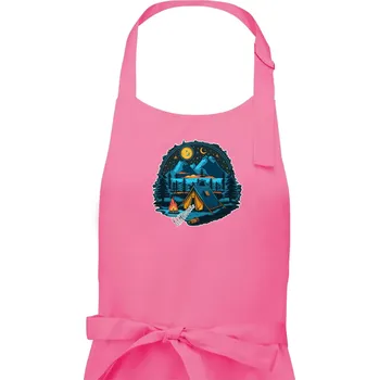 Kuchyňská zástěra Krkonoše pod stanem - Pánská zástěra na vaření - Univerzální velikost ( Růžová )