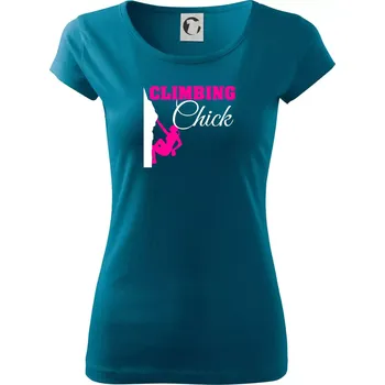 Climbing chick - Dámské triko Pure - XS ( Petrolejová )