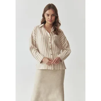 Dámská košile Tatuum DÁMSKÁ VOLNÁ LNĚNÁ PRUHOVANÁ KOŠILE - ANDRAGIA