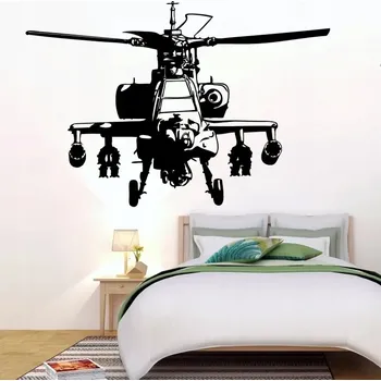 Samolepící dekorace Americký bojový vrtulník Apache - vinylová samolepka na zeď 80x54cm