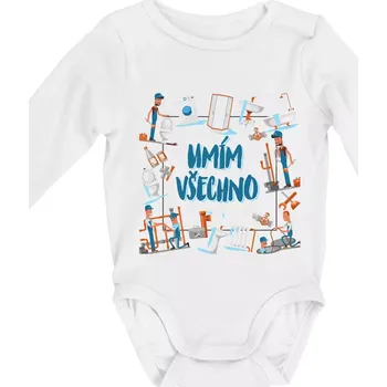 Instalatér umím všechno - Body kojenecké s dlouhým rukávem - Dlouhý r. 3-6 měs ( Bílá )