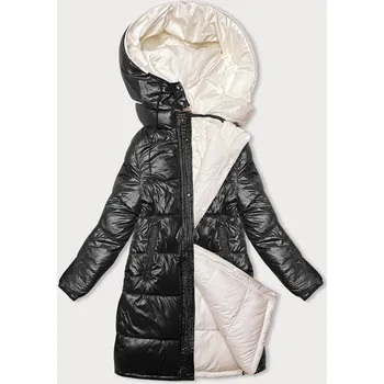 Dámská bunda Černo-ecru hrubší oboustranná dámská zimní bunda (V768g) odstíny černé XXL (44)