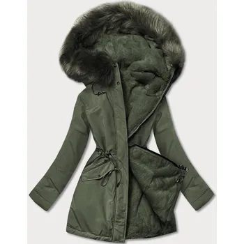 Khaki teplá oboustranná dámská zimní bunda (w610) odstíny zelené XXL (44)