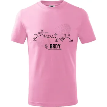 Profil kopců - Brdy - Tričko dětské bavlněné - 146 cm/10 let ( Růžová )