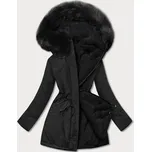 Černá teplá oboustranná dámská zimní bunda (w610big) odstíny černé 48