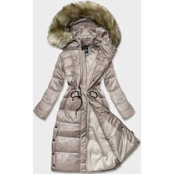 Dlouhá dámská prošívaná bunda ve velbloudí barvě (H-201) odstíny béžové L (40)