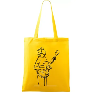 Nákupní taška Kytarista jedním tahem - Taška bavlněná - 42 x 38 cm ( Žlutá )