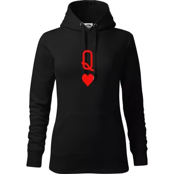 Dámská mikina Poker Q love - Mikina dámská Cape s kapucí - L ( Černá )