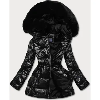 Černá metalická dámská bunda (b8029-1) odstíny černé XL (42)