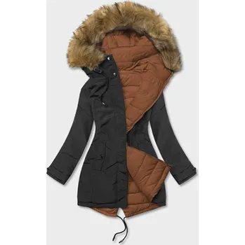 Černo-karamelová oboustranná dámská zimní bunda (2M-21508) odstíny hnědé XXL (44)