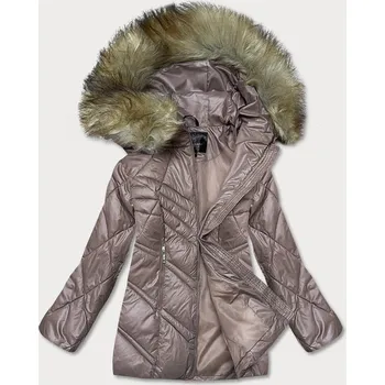 Dámská bunda v barvě cappuccino pro přechodné období s kapucí (H-97) odstíny béžové XXL (44)