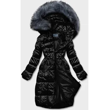 Černá dámská metalická zimní bunda (B8073-1) odstíny černé XXL (44)