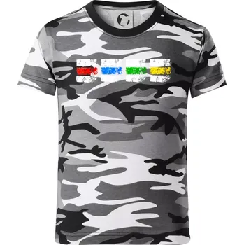 Chlapecké tričko Turistické značky všechny - Dětské maskáčové triko - 104-110cm / 3-4 roky ( Šedý maskáč )