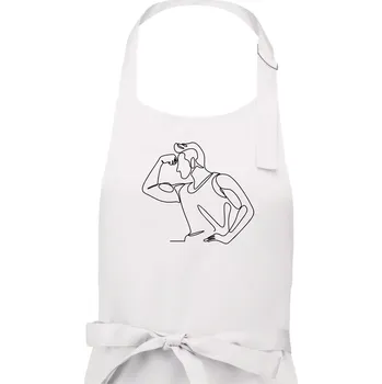 Kuchyňská zástěra Posilování biceps jedním tahem - Dámská zástěra na vaření - Univerzální velikost ( Bílá )