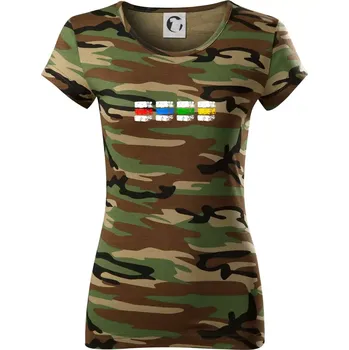 Dámské tričko Turistické značky všechny - Dámské maskáčové triko - XS ( Hnědý maskáč )