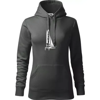 Dámská mikina Katamarán z boku - Mikina dámská Cape s kapucí - XL ( Tmavá břidlice (šedá se zeleným nádechem) )