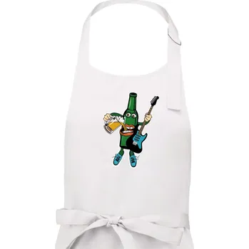 Kuchyňská zástěra Kytarista s pivem - Pánská zástěra na vaření - Univerzální velikost ( Bílá )