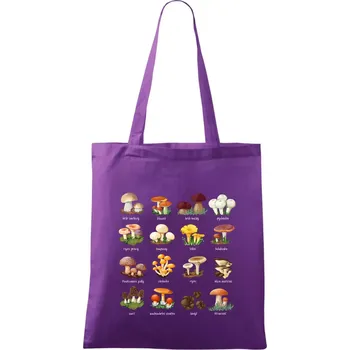 Nákupní taška Atlas hub - triko s houbami - Taška bavlněná - 42 x 38 cm ( Fialová )